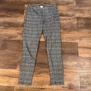 Express Pants S Plaid Pull-On Skinny Stretch Black White Academia Office Comfort